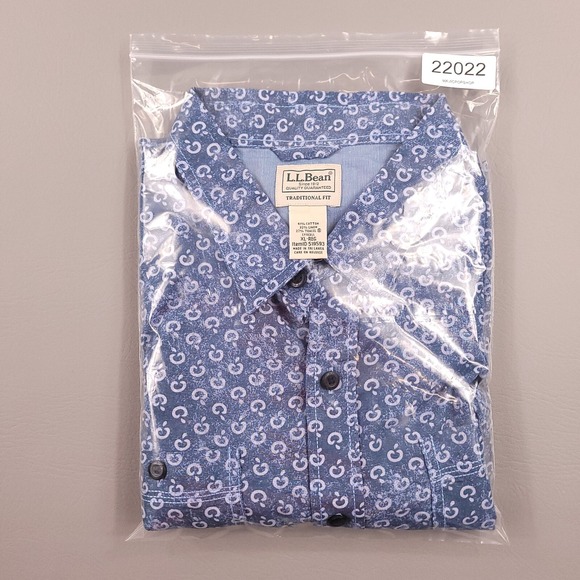 LL Bean Shirt Mens Extra Large Blue Linen Tencel Short Sleeve Resort Hiking - Picture 9 of 9